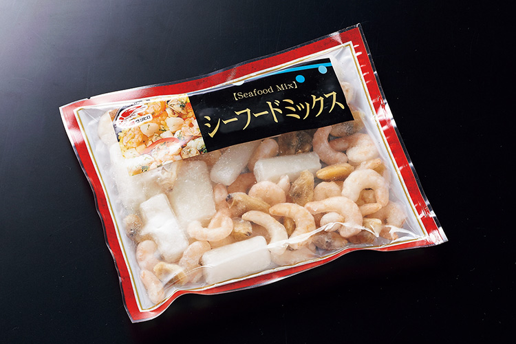シーフードミックス、市販用、エビ、海老、イカ、烏賊、あさり、アサリ